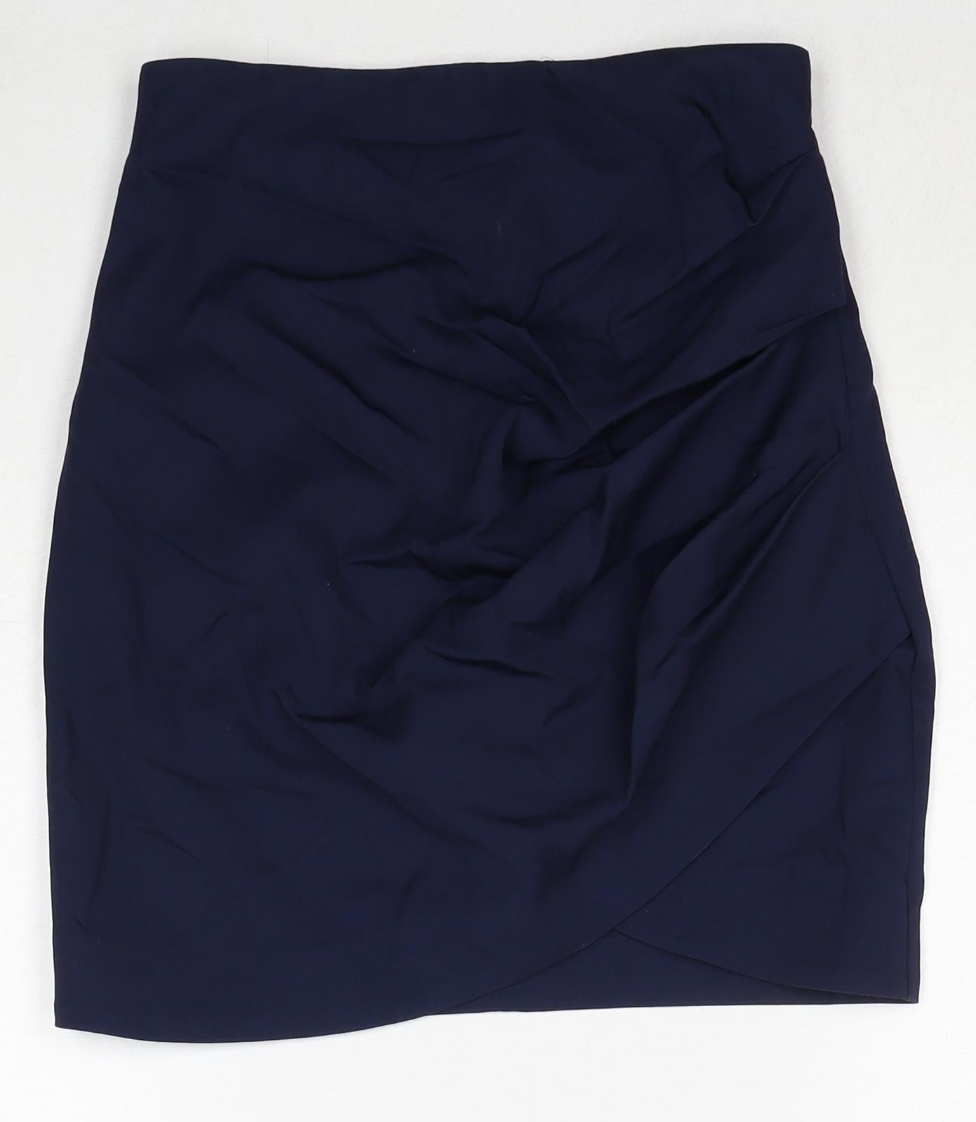 Massimo Dutti Womens Blue Wool A-Line Skirt Size XS Zip