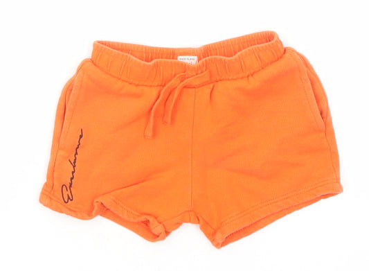 River Island Boys Orange Cotton Sweat Shorts Size 2-3 Years Regular Drawstring