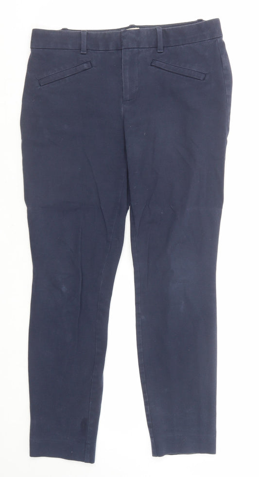 Gap Womens Blue Cotton Trousers Size 4 Regular Zip