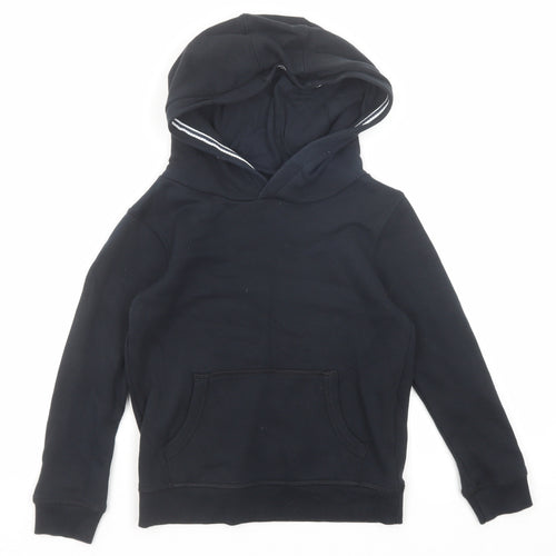 Marks and Spencer Boys Black Cotton Pullover Hoodie Size 5-6 Years Drawstring