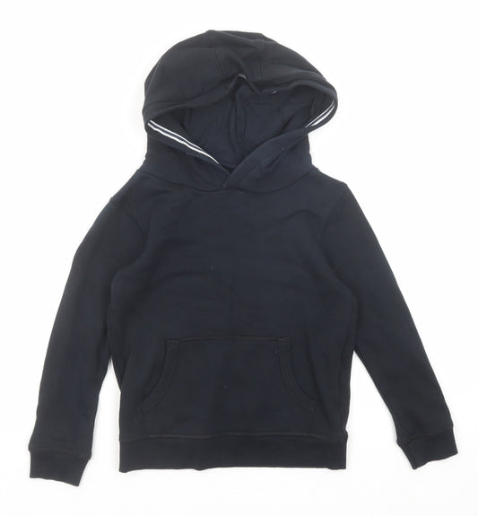Marks and Spencer Boys Black Cotton Pullover Hoodie Size 5-6 Years Drawstring