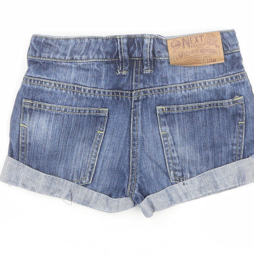 NEXT Girls Blue Cotton Hot Pants Shorts Size 8 Years Regular Zip
