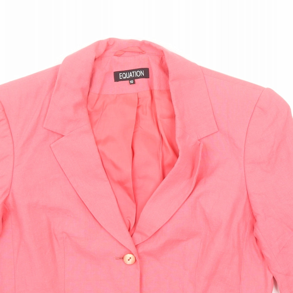 Equation Womens Pink Jacket Blazer Size 10 Button