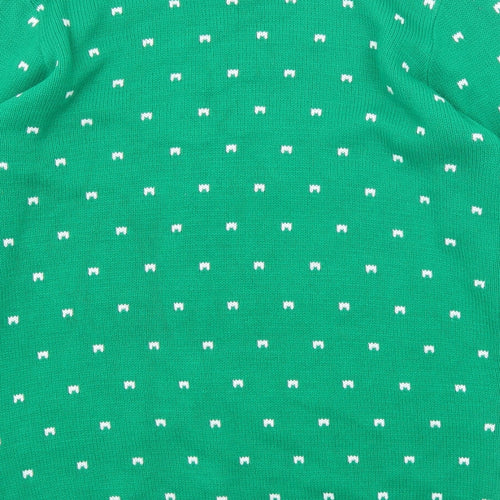 Boohoo Mens Green Round Neck Geometric Acrylic Pullover Jumper Size S Long Sleeve - Christmas Penguin