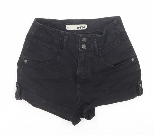 Topshop Womens Black Cotton Hot Pants Shorts Size 26 in Regular Zip