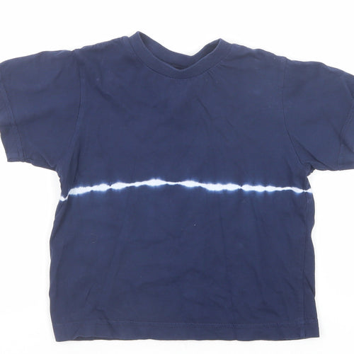 Best Basics Boys Blue Cotton Pullover T-Shirt Size 2-3 Years Crew Neck Pullover - Tie Dye Detail