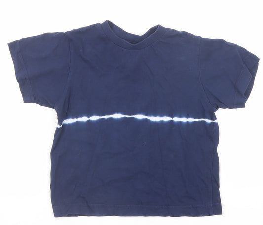 Best Basics Boys Blue Cotton Pullover T-Shirt Size 2-3 Years Crew Neck Pullover - Tie Dye Detail