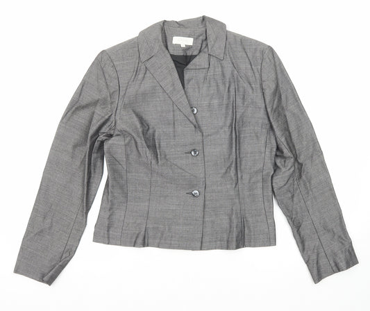Etam Womens Grey Jacket Blazer Size 10 Button