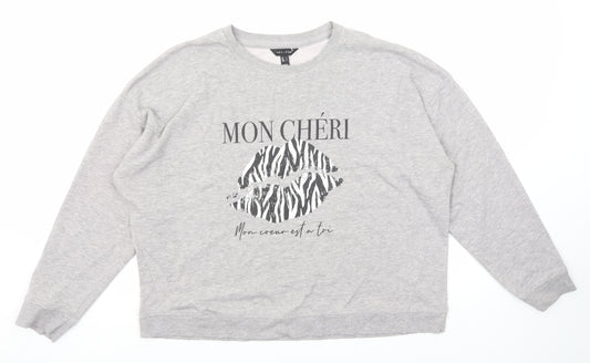 New Look Womens Grey Cotton Pullover Sweatshirt Size L Pullover - Mon Cheri