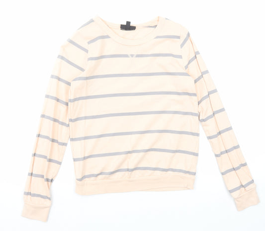 Topshop Womens Pink Striped Cotton Pullover Sweatshirt Size 6 Pullover