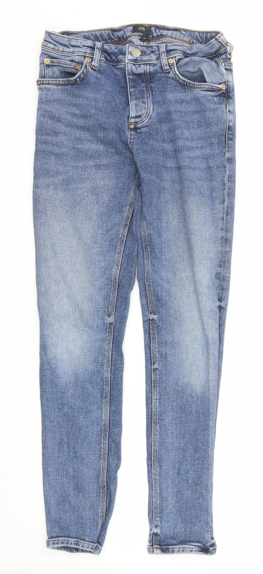 River Island Mens Blue Cotton Skinny Jeans Size 28 in L32 in Regular Zip