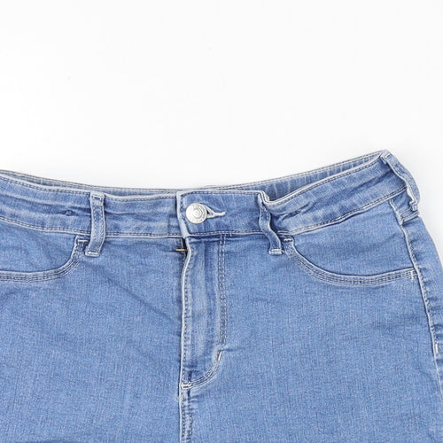 H&M Girls Blue Cotton Boyfriend Shorts Size 12-13 Years Regular Zip