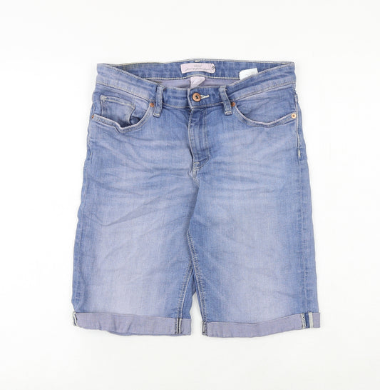 H&M Womens Blue Cotton Chino Shorts Size 27 in Regular Zip