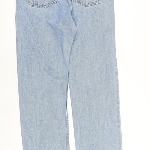 Marks and Spencer Mens Blue Cotton Straight Jeans Size 34 in Regular Zip