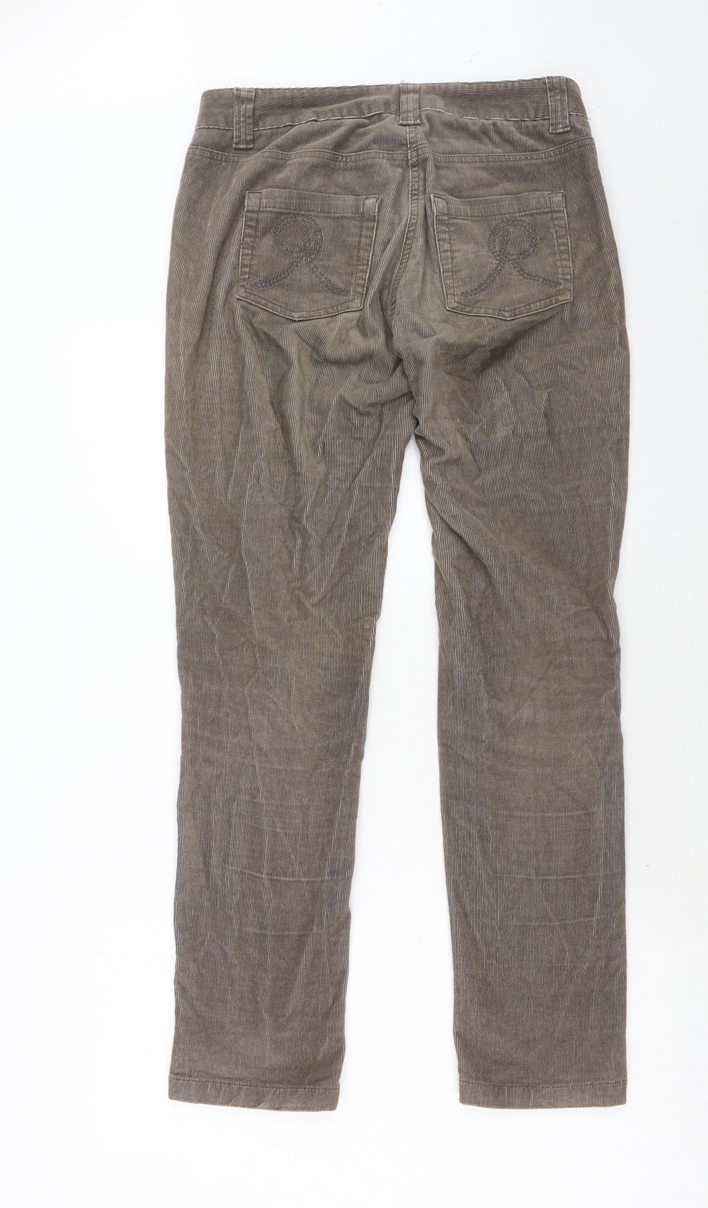 Debenhams Womens Brown Cotton Trousers Size 10 Regular Zip