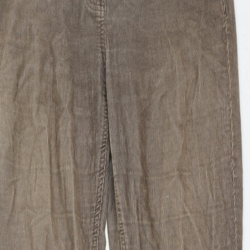 Debenhams Womens Brown Cotton Trousers Size 10 Regular Zip