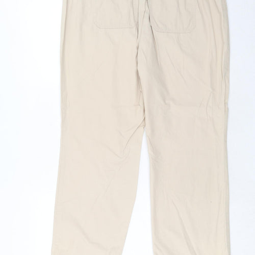 Marks and Spencer Womens Beige Cotton Sweatpants Trousers Size 16 Regular Drawstring