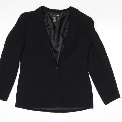 Episode Womens Black Acetate Jacket Blazer Size 16
