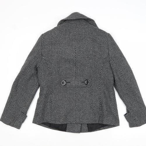 Debenhams Womens Grey Geometric Jacket Size 10 Button