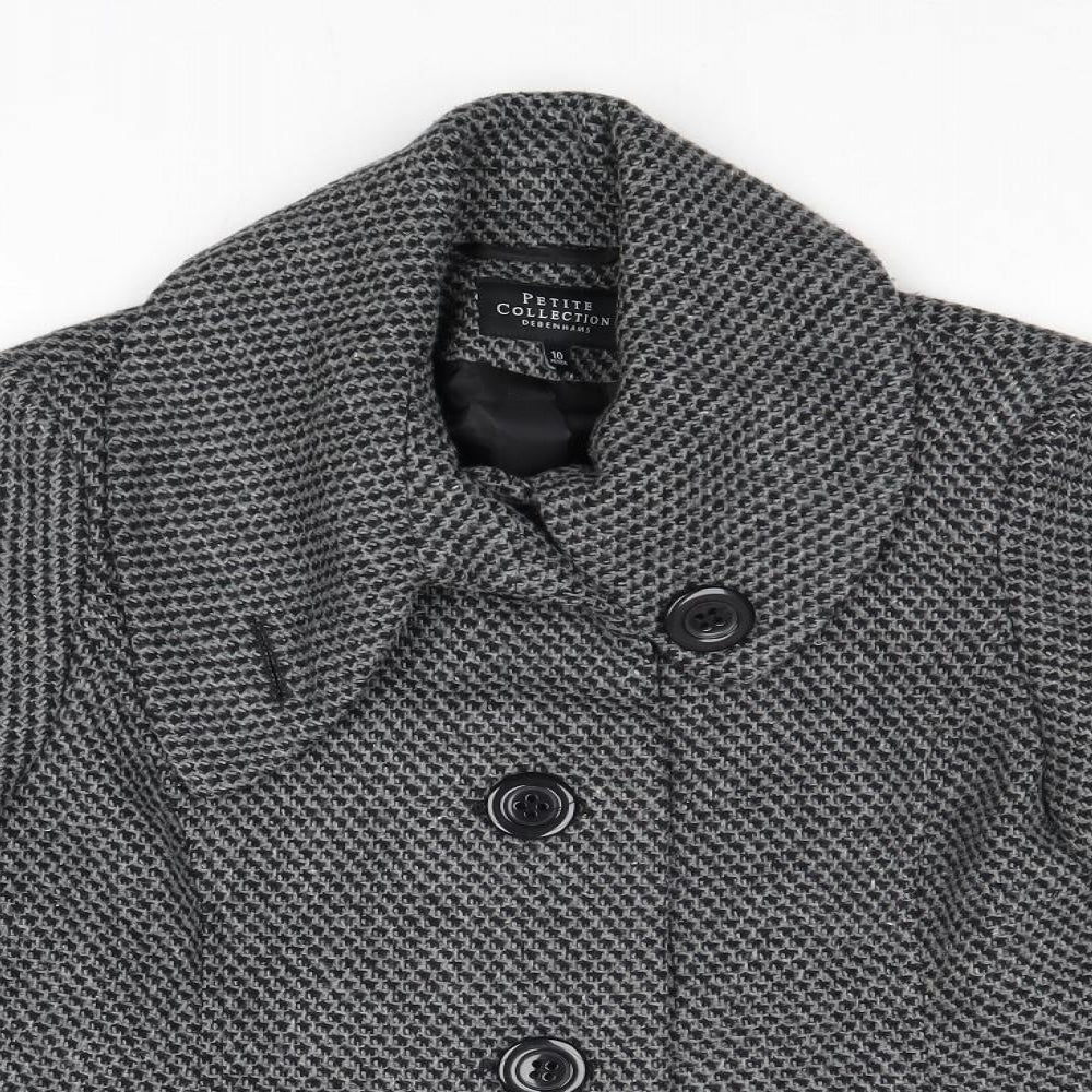 Debenhams Womens Grey Geometric Jacket Size 10 Button