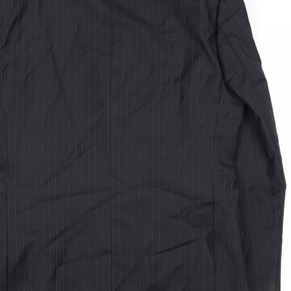 Greenwoods Mens Grey Striped Wool Jacket Suit Jacket Size 40 Regular