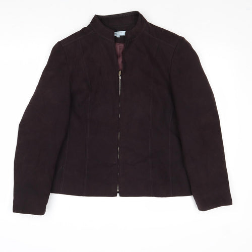 Anne Brooks Womens Purple Jacket Blazer Size 16 Zip - Suede Effect