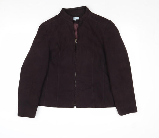 Anne Brooks Womens Purple Jacket Blazer Size 16 Zip - Suede Effect