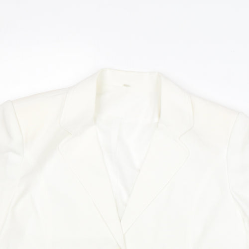 EWM Womens White Jacket Blazer Size 14 Button