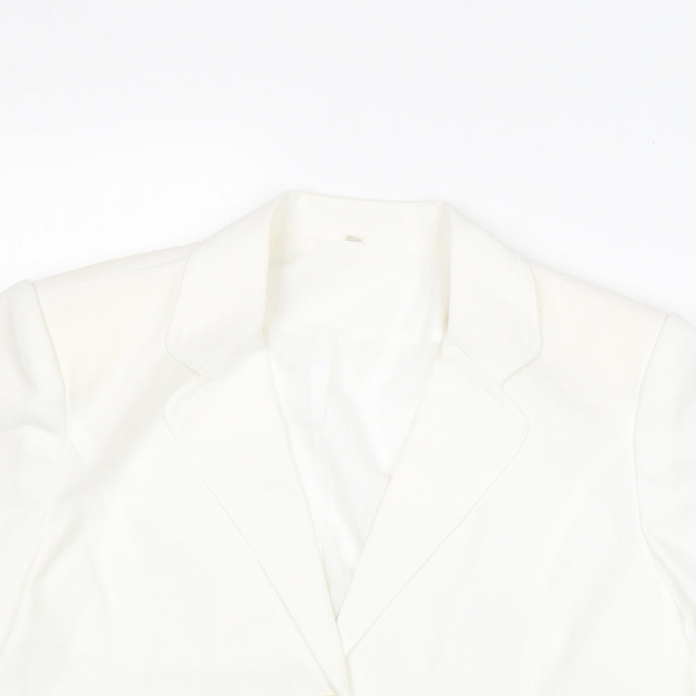 EWM Womens White Jacket Blazer Size 14 Button