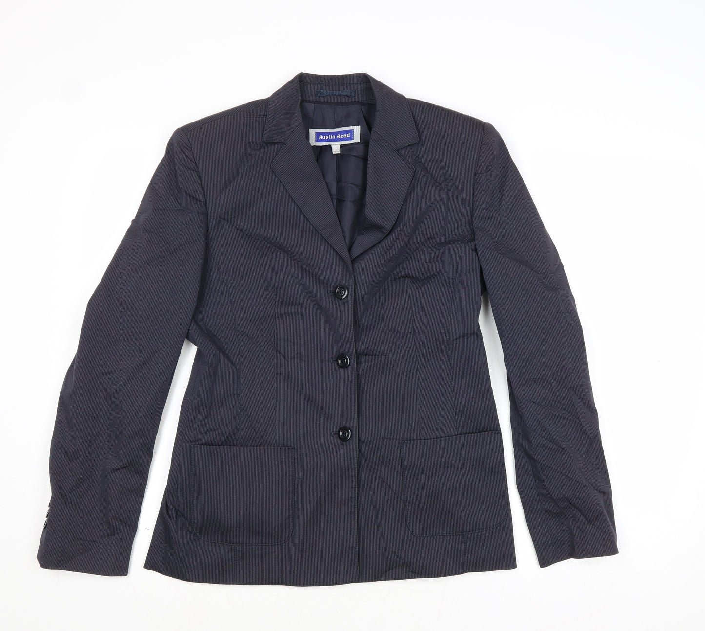 Austin Reed Womens Blue Striped Cotton Jacket Suit Jacket Size 10
