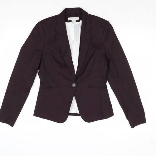 H&M Womens Purple Polyester Jacket Blazer Size 8
