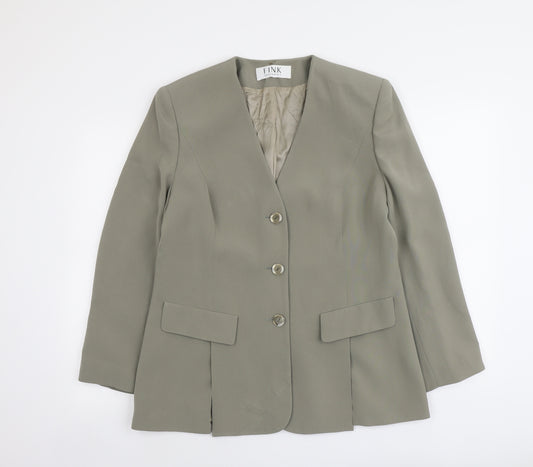Fink Womens Beige Polyester Jacket Blazer Size 14