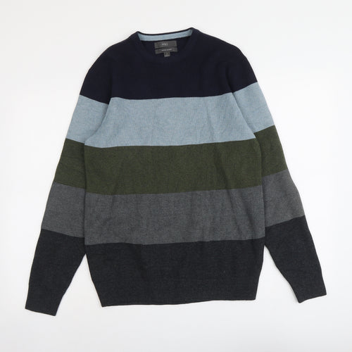Marks and Spencer Mens Multicoloured Round Neck Striped Polyester Pullover Jumper Size S Long Sleeve