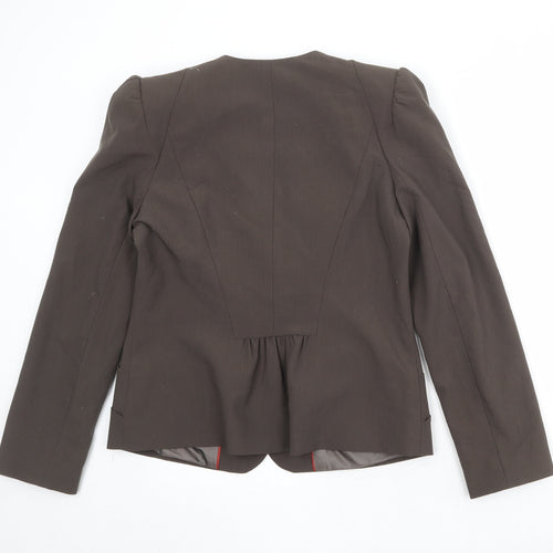 Betty Jackson Black Womens Brown Polyester Jacket Blazer Size 12
