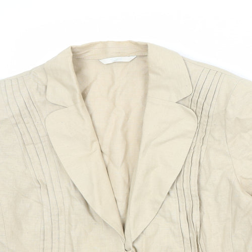 Marks and Spencer Womens Beige Jacket Blazer Size 14 Tie