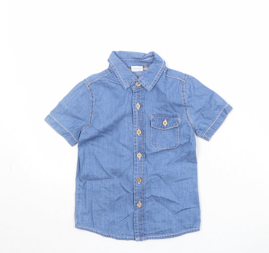 Goodboy Boys Blue 100% Cotton Basic Button-Up Size 4 Years Collared Button