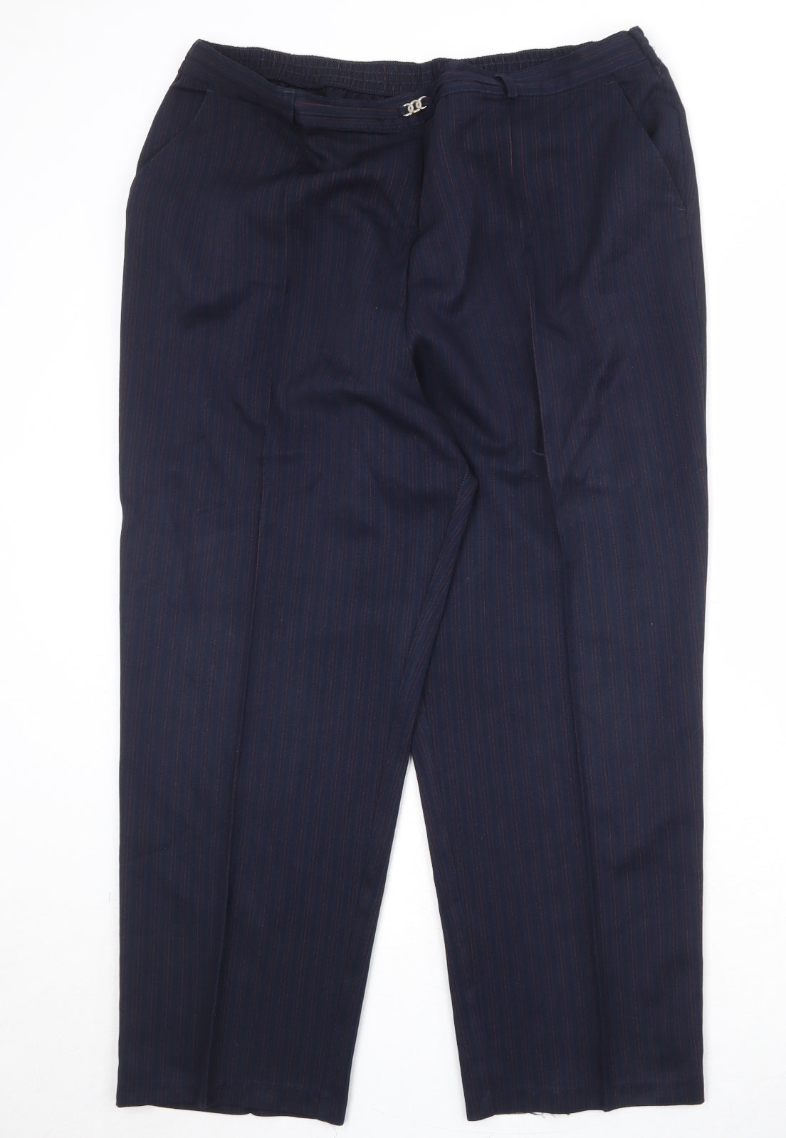 Marks and Spencer Womens Blue Striped Polyester Dress Pants Trousers Size 20 Regular