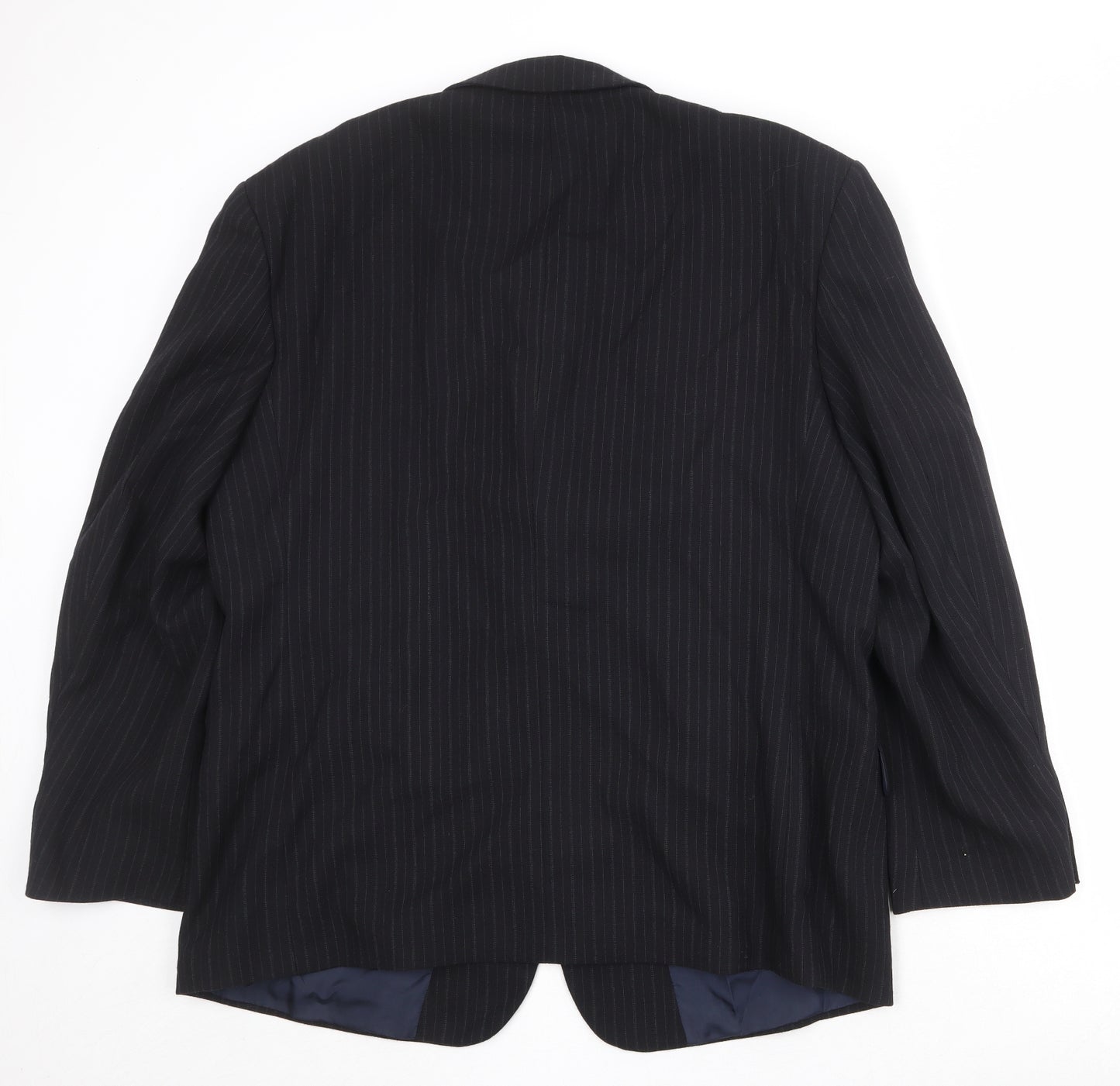 Moorcroft Mens Black Striped Wool Jacket Suit Jacket Size 46 Regular