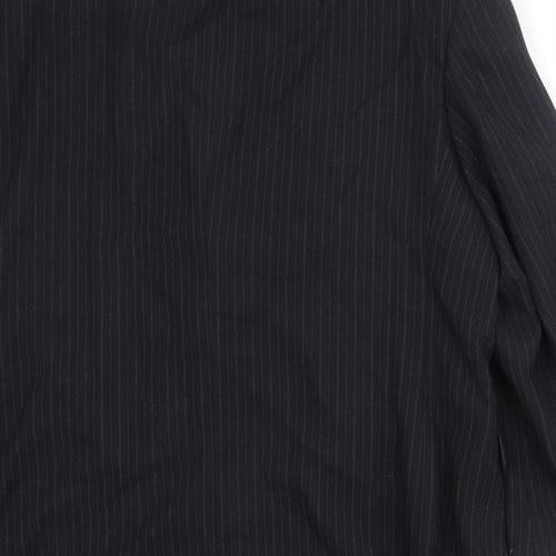 Moorcroft Mens Black Striped Wool Jacket Suit Jacket Size 46 Regular