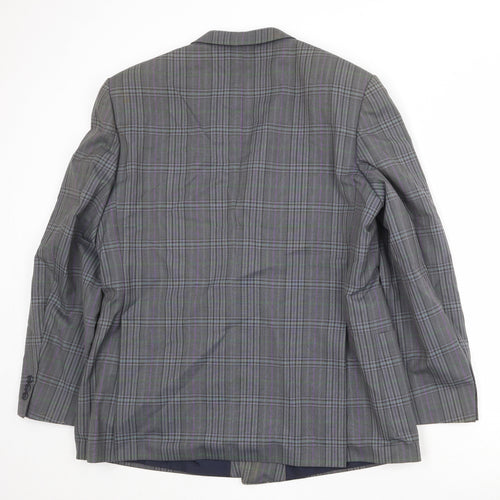 Bernhardt Mens Grey Plaid Wool Jacket Suit Jacket Size 46 Regular