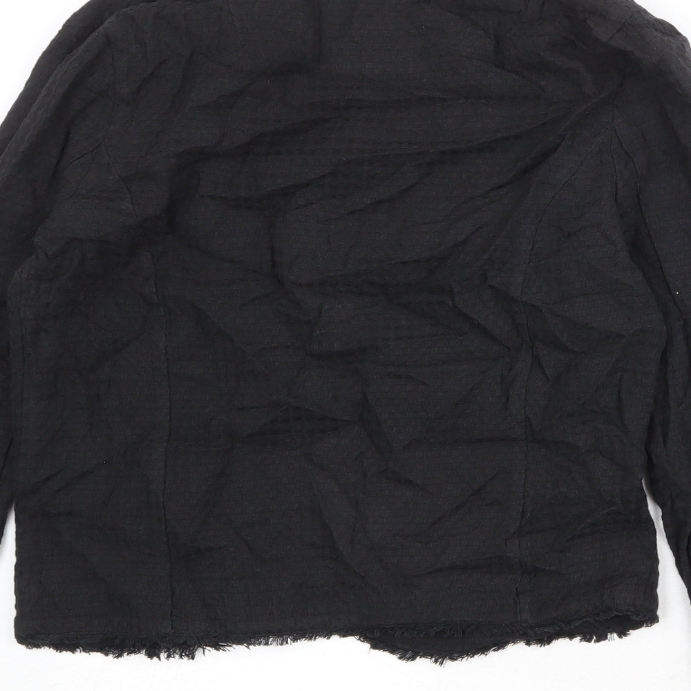 Hush Womens Black Cotton Jacket Blazer Size 10 - Open