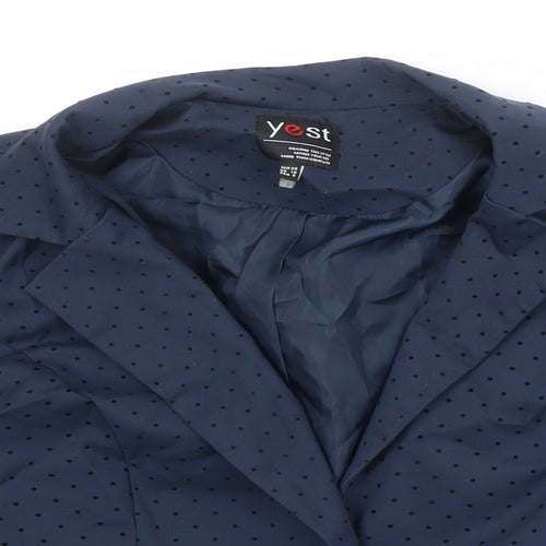 Yest Womens Blue Polka Dot Cotton Jacket Blazer Size 10