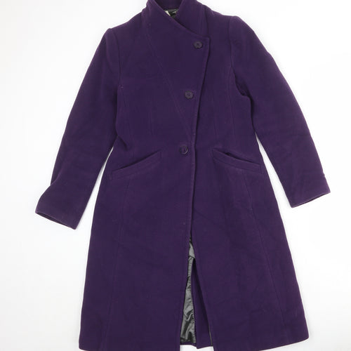 Austin Reed Womens Purple Overcoat Coat Size 10 Button