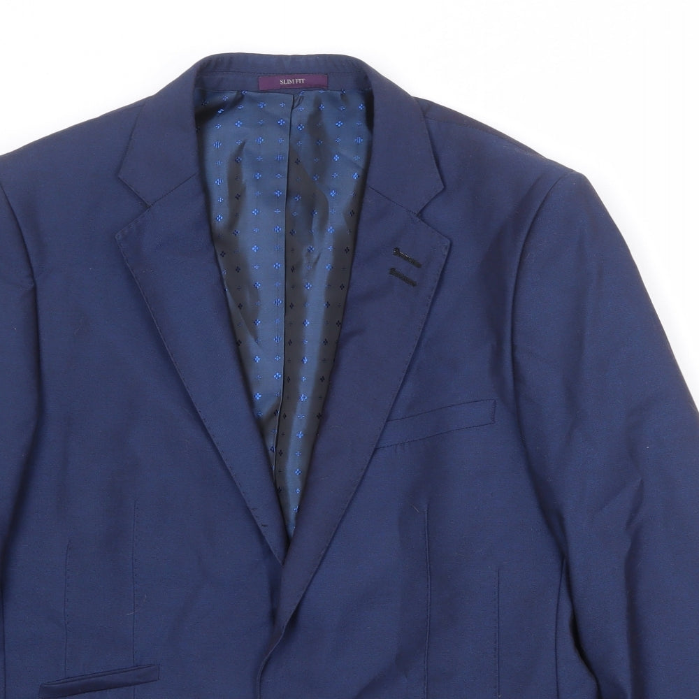 Cavani Mens Blue Polyester Jacket Suit Jacket Size 40 Regular