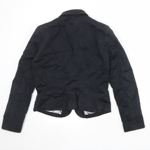 H&M Womens Black Polyester Jacket Blazer Size 14