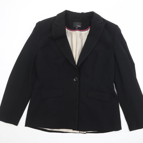 NEXT Womens Black Polyester Jacket Blazer Size 18