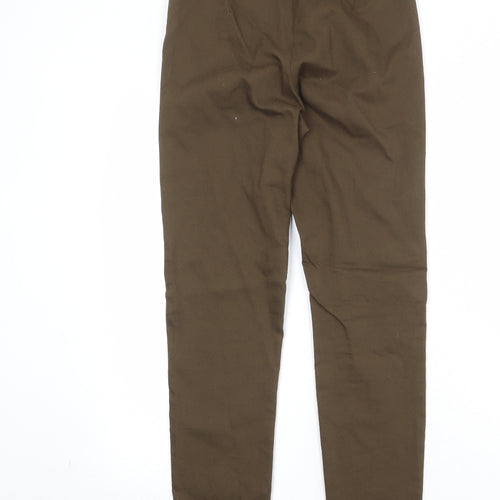 H&M Womens Brown Cotton Trousers Size 10 Regular Zip