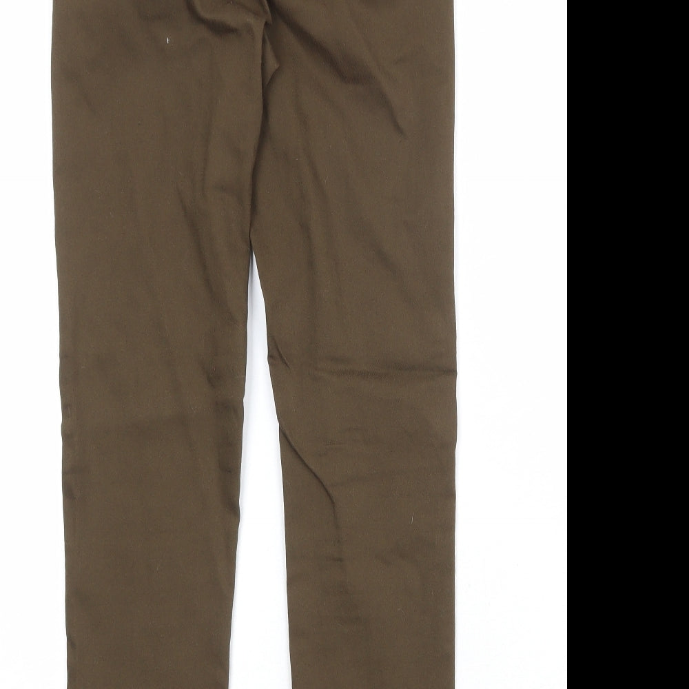 H&M Womens Brown Cotton Trousers Size 10 Regular Zip