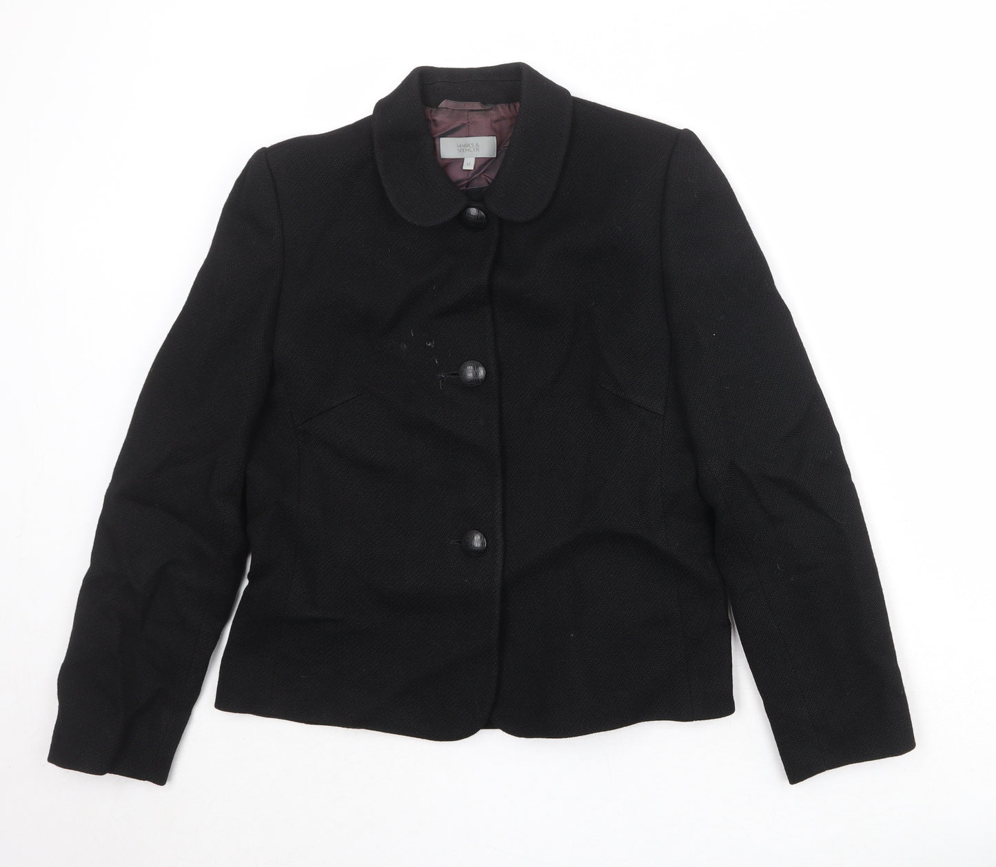Marks and Spencer Womens Black Jacket Blazer Size 12 Button