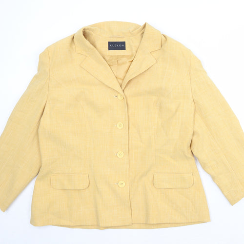 Alexon Womens Yellow Polyester Jacket Blazer Size 20